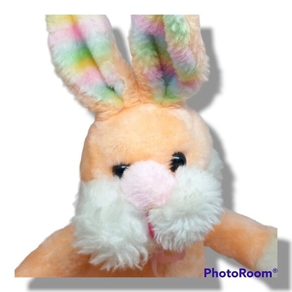 Target Dayton Hudson Orange Bunny Plush-Easter Rabbit-Rainbow Ears-Vintage - Picture 6 of 8